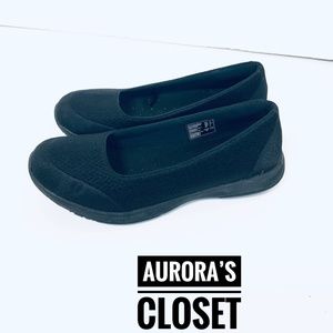 SafeTstep 10 Black Slip On Flats Slip Resistant